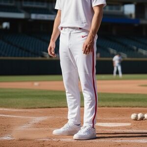 Nike Vapor Select Piped Baseball Mens Size XL Pants White Red BQ5489-109